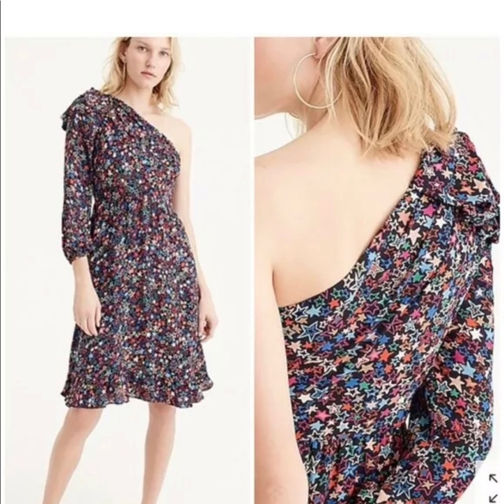 NWT J. Crew kaleidoscope one shoulder dress 12p